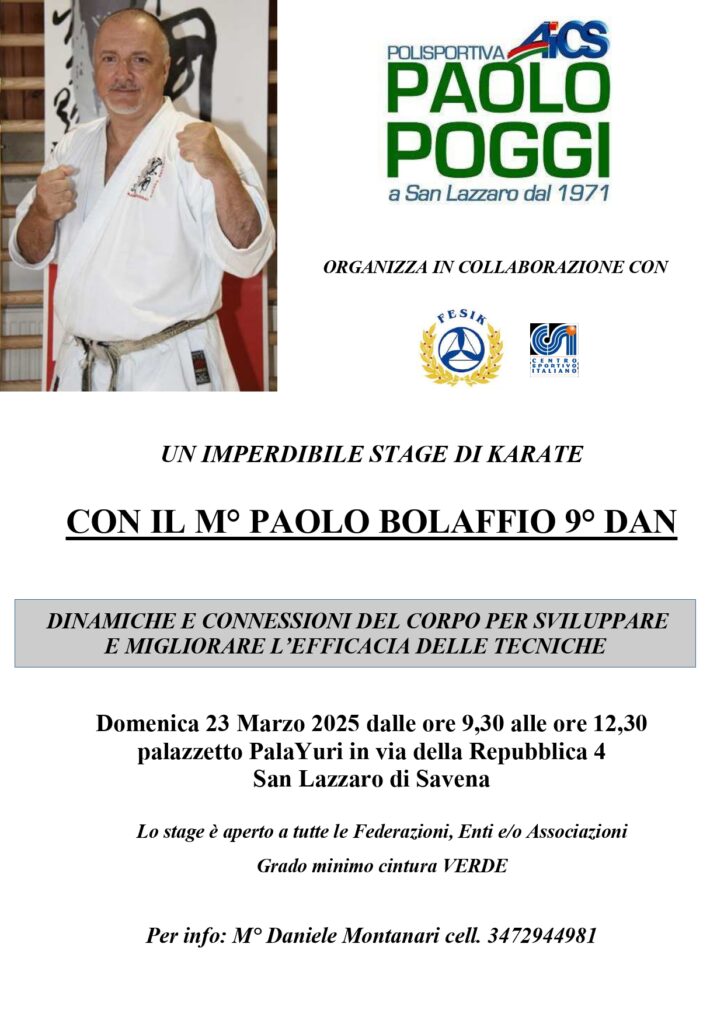 2025 LOCANDINA evento Karate M° Bolaffio San Lazzaro di Savena